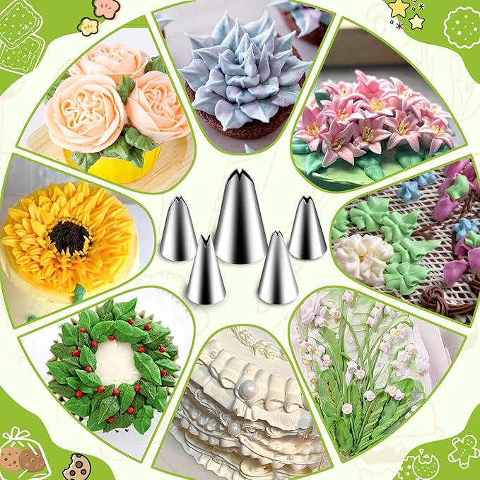 Suuker 5 Pieces Leaf Piping Tips | Stainless Steel