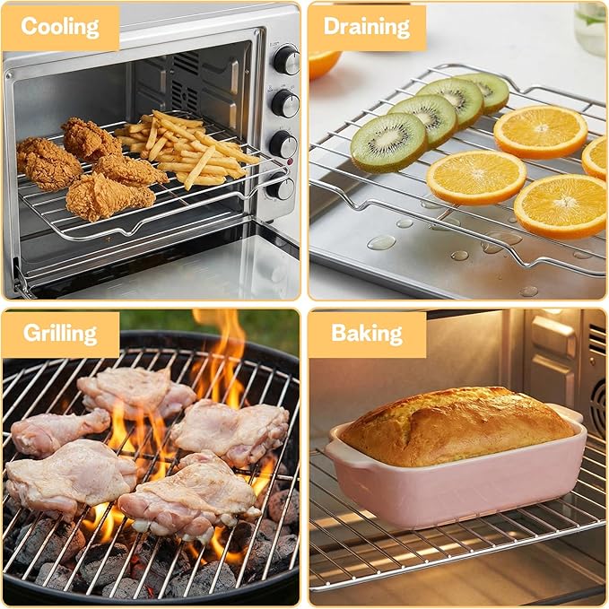 Stainless Steel Cooling Rack, Roasting Racks, Wire Rack for Baking Sheet, 5.3" x 8.46" Heavy Duty Wire Rectangle Oven Grill Racks with 4 Legs for Baking Cooling