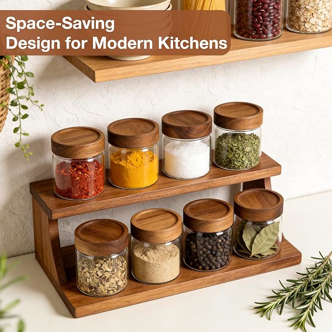 CONNOO 17oz Airtight Glass Spice Jars with Lids (6-Pack) – Thick, Durable Storage for Pantry, Coffee, Sugar & Meal Prep