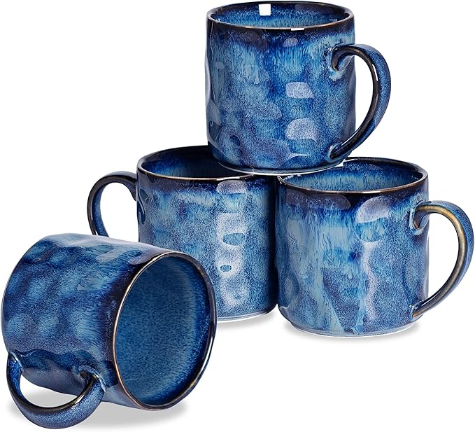 Ceramic Coffee Mugs - 12 Ounces Ceramic Mugs - Tea Cups with Handle - Funny Cappuccino Cups - Dishwasher Safe, Set of 4