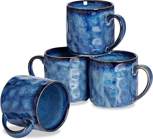 Ceramic Coffee Mugs - 12 Ounces Ceramic Mugs - Tea Cups with Handle - Funny Cappuccino Cups - Dishwasher Safe, Set of 4