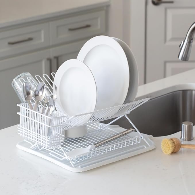 Better Houseware Dish Drainer Mat, Large Almond Dish Drain Board for Kitchen Countertop, Protects Surfaces & Speeds Drying, 19.5 x 15.5 x 1.25, Almond