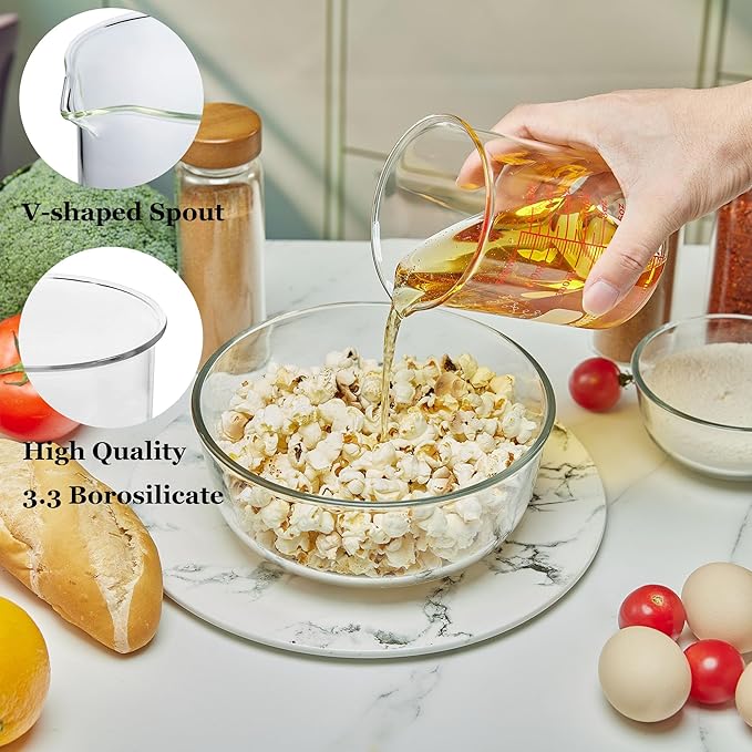 High Borosilicate Glass Measuring Cup-V-Shaped Spout,500ml(16OZ) Glass Measuring Beaker for Kitchen or Restaurant, Easy to Read