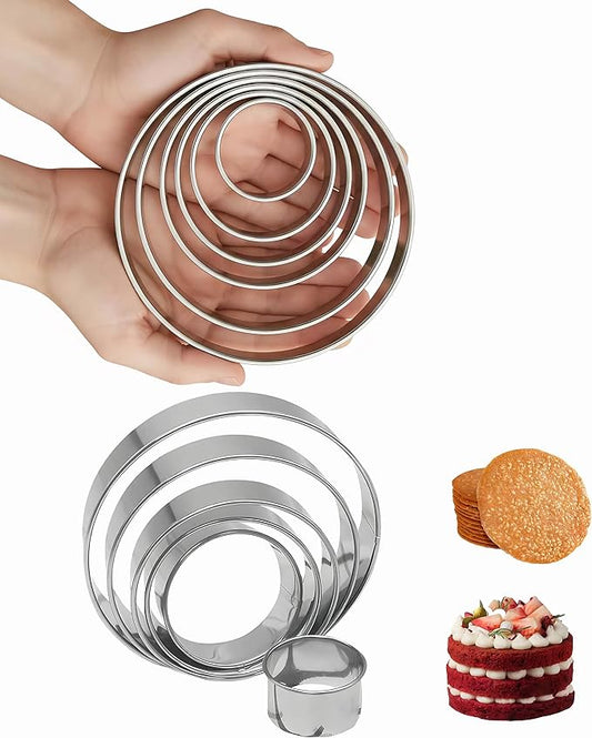 12 PCS Large Round Cookie Cutter Set (6, 5, 4, 3.5, 3, 2 Inch), Stainless Steel Circle Cookie Cutte