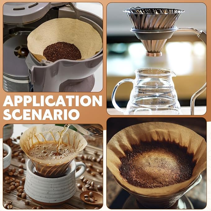 250 Count Coffee Filters #4, Disposable Coffee Filters 8-12 Cup, Natural Unbleached Size 04 Paper Filters for Pour Over and Drip Coffee Maker