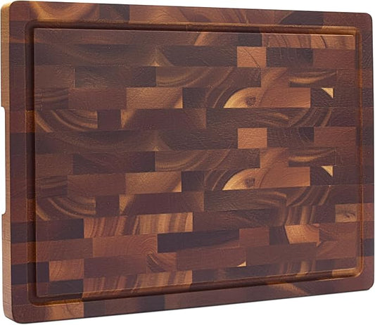 Cutting Board Wood, Large Size 16.5"x12" Wood Grain Chopping Board with Juice Groove, Thick Acacia Cutting Boards for Meat, Cheese,Fruits