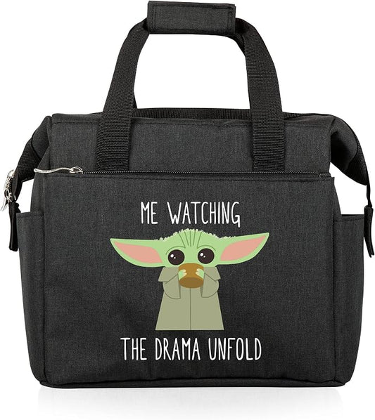 PICNIC TIME Star Wars Mandalorian Grogu On The Go Lunch Bag, Soft Cooler Lunch Box, Insulated Lunch Tote, Leak-Resistant Work Lunchbox, Reusable Thermal Cooler Bag, (Black)