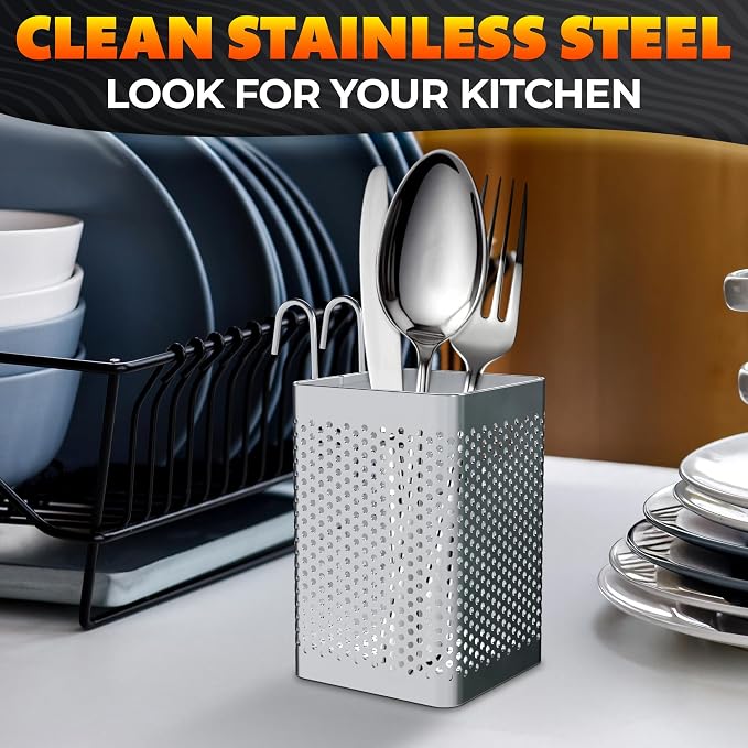 Dishwasher Chopstick Basket – 2.87" x 2.87" x 4" Stainless Steel Utensil Holder, Rust-Resistance Chopstick Holder for Dishwasher Basket – Hanging Caddy for Organizing Chopsticks, Straws and Teaspoons
