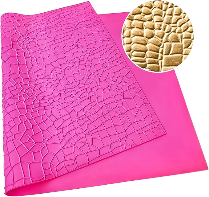 Silicone Cake Fondant Mat, Crocodile Alligator Pattern Impression Lace Mold (22 x 14 inches, Pink Crocodile)