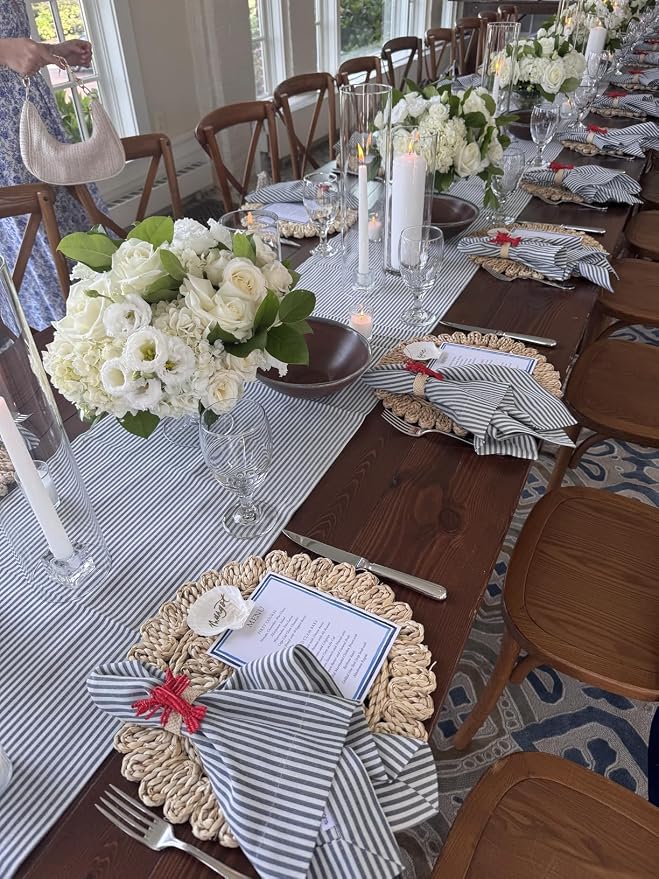 Laquedecraft 15" Set of 4 Round Corn Husk Placemats | Boho Woven Rattan Table Mats | Farmhouse Wicker Spring Plate Chargers Like Water Hyacinth, Seagrass for Wedding, Party, Christmas, Events