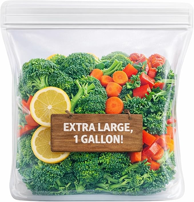 Albino Monkey Reusable Silicone Food Storage Bag XXL 1 Gallon (135 oz) - Leakproof Airtight Stand-Up Freezer Bag for Meal Prep, Sous Vide, BPA-Free, Dishwasher Safe (Clear, 1-Pack)