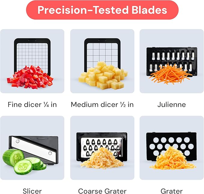 Fullstar Pro Original Vegetable Chopper & Mandoline - Chopper & Mandoline Lids - Food Chopper with Container, Fruit Slicer, Onion Dicer - All-in-One Prep Tool - Kitchen Gadgets & Gifts (6 in 1, White)