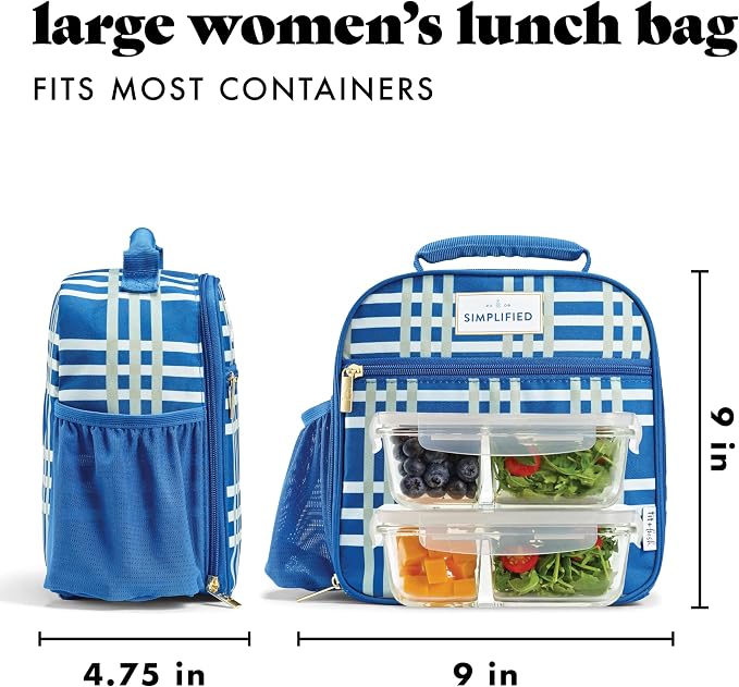 Fit & Fresh Lunch Bag For Women, Insulated Womens Lunch Bag For Work, Large Lunch Box For Women With Two Matching Containers, Townsend Lunch Bag, Pistachio Plaid
