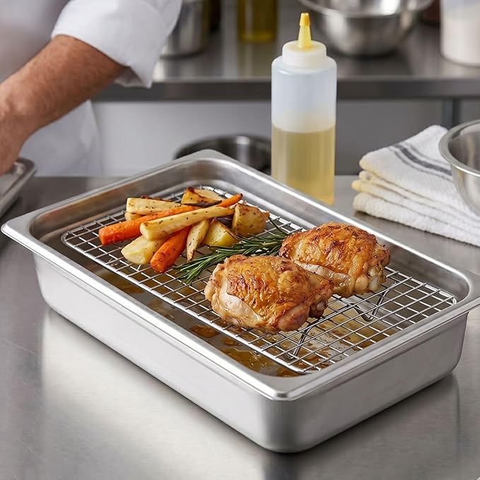 TrueCraftware- 5"x 10" Third Size Rectangular Wire Pan Grate Chrome-Plated Set of 2-Fits Third Size Sheet Cookie Pans Cooling Rack Baking Sheet Grate Cake Rack for Pies Cookies Pastries Cakes