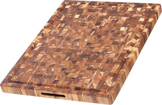 Teakhaus Butcher Block Carving Board - Extra Large Reversible Wooden Cutting Board with Juice Groove - Holiday Gift Ideas for Men and Women - Gift-Ready End Grain Wood, Knife Friendly - FSC Certified