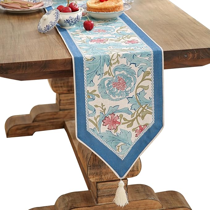 patdrea Linen Leopard Animal Table Runner Farmhouse for Home Kitchen Dining Decor Parties Family Dinners Christmas,12 x 118