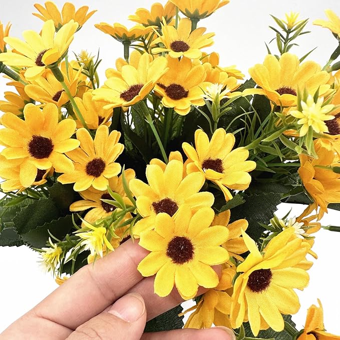 Fake Sunflower Decor, CATTREE Artificial Flowers Sunflowers Silk Helianthus Plastic Plants Wedding Bouquet Party Indoor Outdoor DIY Home Garden Kitchen Table Centerpieces Arrangements Decoration 4 Pcs