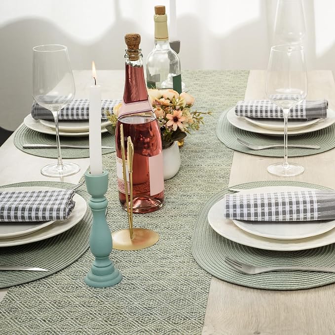 AHHFSMEI Placemats Set of 4 for Dining Table Washable Woven Non-Slip 18x12 inches Placemat Heat-Resistant Durable Table Mats for Dining Table Easy to Clean (Sage Green, 4)