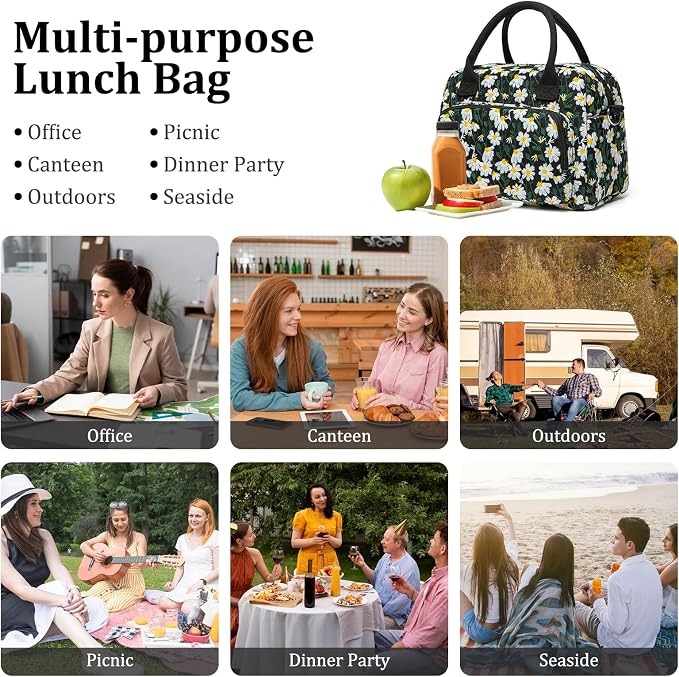 MEXS Insulated Lunch Bag for Women Men Large Reusable Lunch Box Adult Leakproof Portable Cooler Tote Bags for Work Picnic