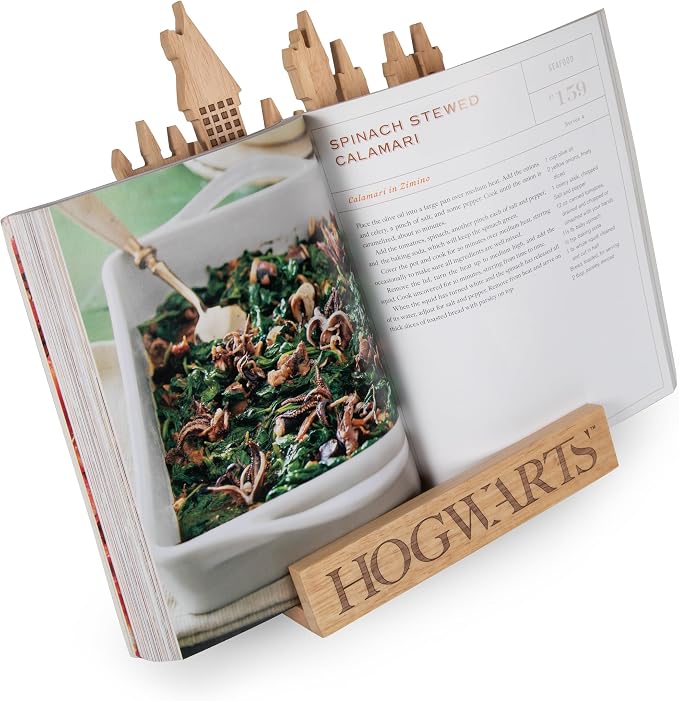 PICNIC TIME Harry Potter Hogwarts Cookbook Stand Recipe Book Holder Kitchen Display Stand Collapsible Hands Free Reading Holder Decorative Countertop Accessory, (Parawood)