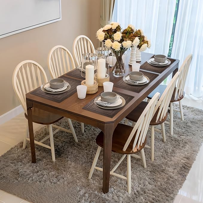 Placemats Set of 6-Heat Resistant Non-Slip Washable Table Mats for Dining Table,PVC Vinyl Woven,12 x 18 inch Brown
