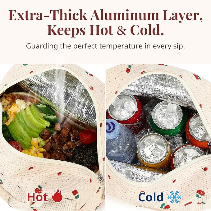 LOVELYWIND Lunch Box for Women Cute Lunch Bags for Women Lunch Tote Bags Reusable Insulated Lunch Box Large Capacity Reusable Insulated Cooler for Work or Travel Gifts or Beach