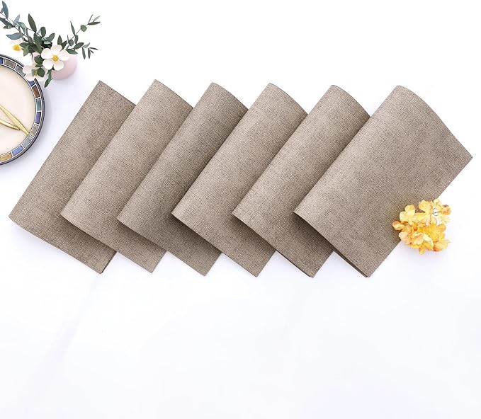 Homaxy Faux Leather Heat Resistant Placemats for Dining Table Set of 6, Waterproof Wipeable Washable PU Table Mats, Easy to Clean Anti-Slip Place Mats, 11.8" x 17", Light Brown
