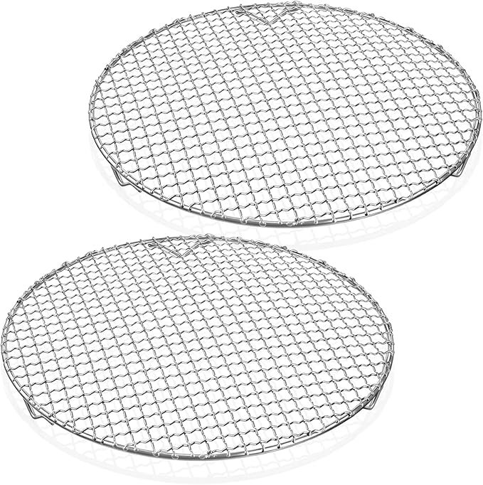 2 Pack 13 Inch Round Cake Cooling Rack, 201 Stainless Steel BBQ Baking & Steaming Rack with Legs - Multi-purpose Straight Wire Grill Grate for Cooking, Baking, Cooling, Canning Racks