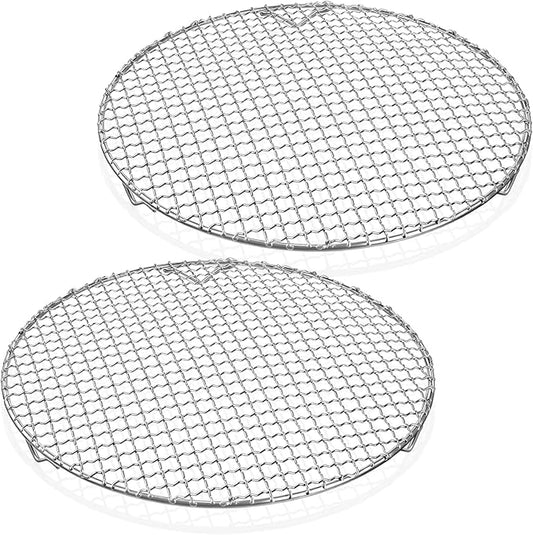 2 Pack 13 Inch Round Cake Cooling Rack, 201 Stainless Steel BBQ Baking & Steaming Rack with Legs - Multi-purpose Straight Wire Grill Grate for Cooking, Baking, Cooling, Canning Racks