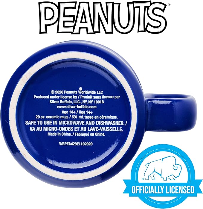 Silver Buffalo Peanuts Squad Featuring Sally, Linus, Charlie Brown, Lucy, Snoopy, and Woodstock Ceramic Camper Mug, 20 Ounces
