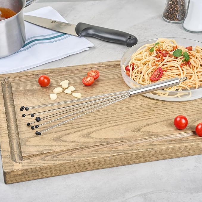 Restaurantware 12.5 in Stainless Steel Ball Whisk with Silicone Tips - German Standard Sauce & Gravy Whisk, Non-Scratch, Dishwasher Safe - Non-Stick Silicone Ball Whisk for Baking