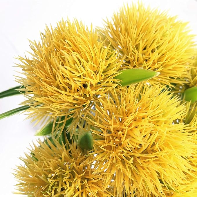 CATTREE Artificial Dandelion Flowers, Plastic Plants Shrubs Bushes Fake Grass Wedding Indoor Outdoor Home Garden Verandah Centerpieces Arrangements Party Decoration Planting Filler - Yellow 10 Pcs