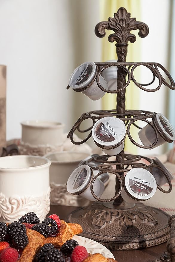 GG Collection Acanthus Coffee Pod Holder with 27 Pod Capacity, and 3 Rotating Carousels