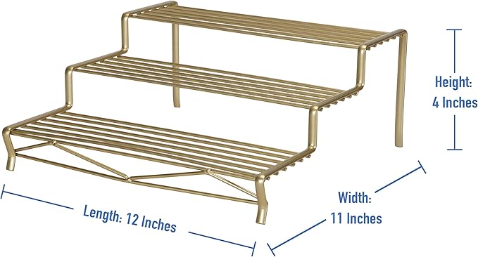 Kitchen Details Geode 3 Tier Spice Rack | Countertop & Cabinet Organizer | Free Standing | Rust Resistant | Satin Gold