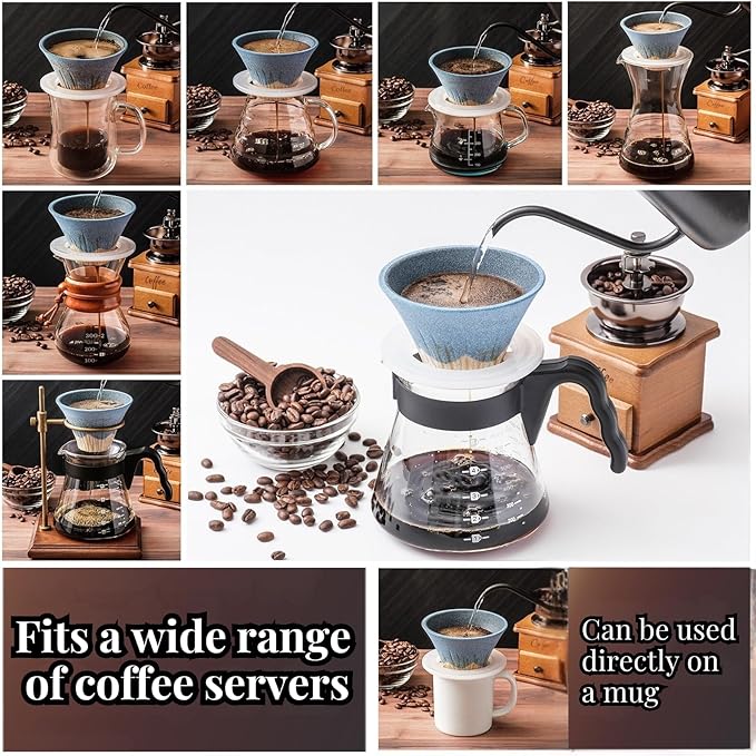 Wablade Ceramic Reusable Coffee Filter Dripper, Mt. Fuji, Made in Japan | Paperless pour-over brewing, no paper filters needed, includes dedicated base and saucer for everyday coffee preparation