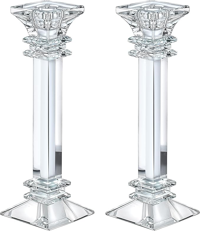 Crystal Candle Holders Set of 2-11.8" Tall Crystal Candlestick Holders - Ultra Elegant & Modern Centerpiece Home Décor