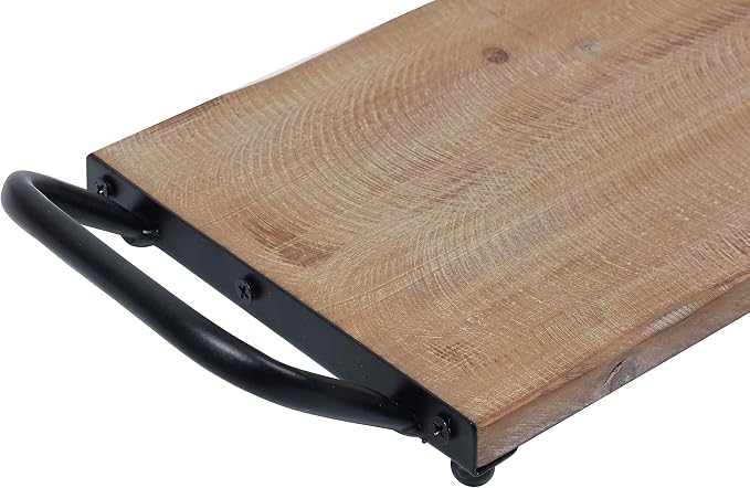SOFE Rectangular Long Narrow Tray Table Centerpiece - Wood Serving Tray with Handles - 25 Inch Large Serving Platters for Entertaining - Rustic Wood Decorative Tray for Home Room Decor
