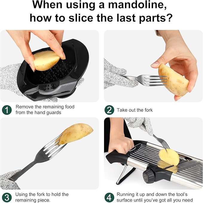 Mandoline Slicer for Kitchen, Adjustable mandoline food slicer， Stainless Steel vegetable slicer with a pair of Gloves