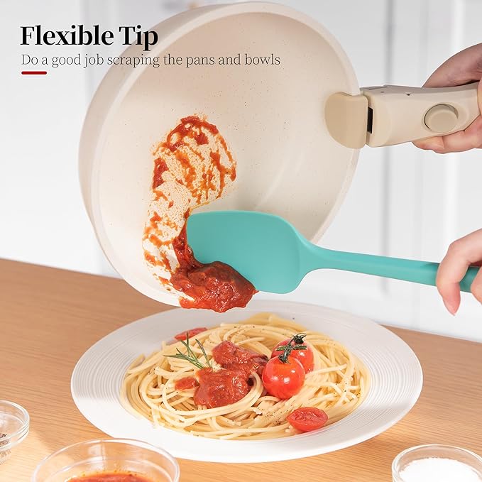 Silicone Spoon Spatulas Set, 600ºF Heat-Resistant BPA-Free Non-Stick Rubber Spoonulas Kitchen Baking Cooking Spoons Versatile for Scooping, Mixing, Stirring, Serving (Set of 3, Multi-5)