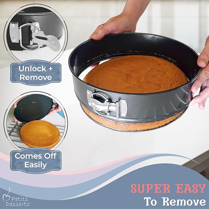 9 Inch Springform Pan Set - 4 NONSTICK Leakproof Cheesecake Pans 4/7/9/11” with CAKE SLICER and TESTER; INSTANT POT-Compatible Spring Form Pans for Baking – for Gifting - Layer Cakes, Quiches, etc