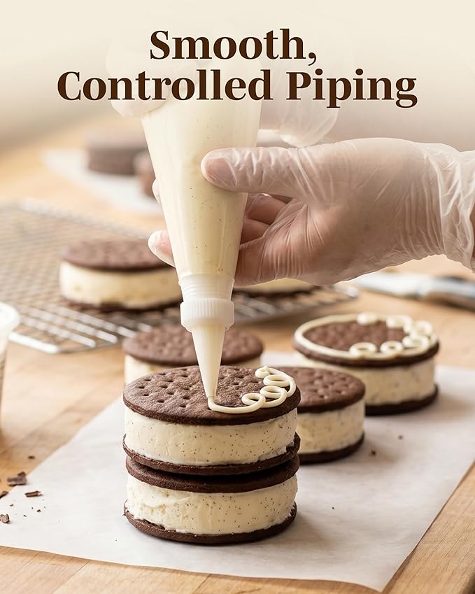 Reusable Plastic Piping Tips Standard Size Round Tip #5 100 Pack with 2 Couplers Round Icing Nozzle for Cake Decoration, Dessert Design Baking Supplies & Piping Bags Base Ø 0.75"Height 1.25"
