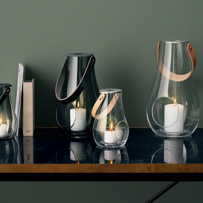 Holmegaard Design with Light Lantern, Clear, 6.5" H x 4.1" D, Designed by Maria Berntsen, Gift Box Included