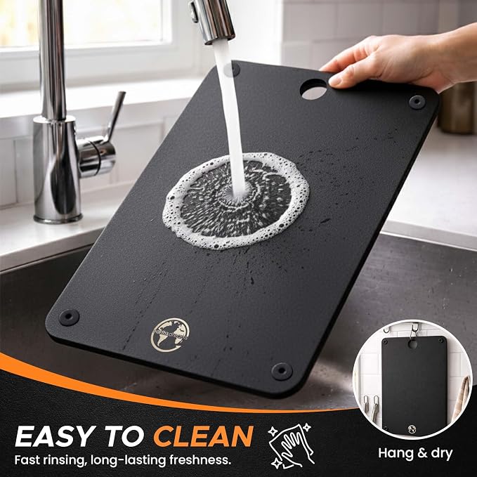 Earth's Dreams Composite Wood Cutting Board Set of 3 – Dishwasher Safe, Non-Toxic Cutting Boards for Kitchen – Extra Large, Large & Small Non-Slip Wood Charcuterie & Chopping Boards (Black)
