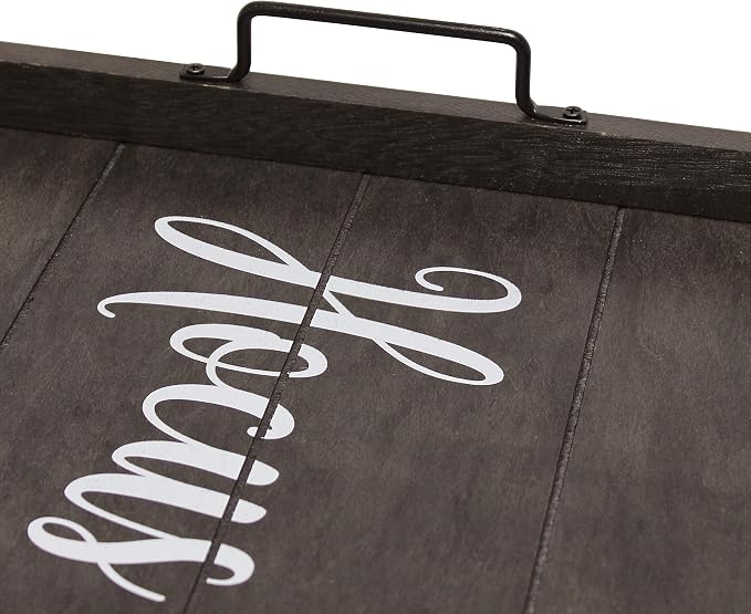 Elegant Designs HG2000-KHP Halloween Witch Decorative Wood Serving Tray w/Handles, 15.50" x 12", Black Wash Hocus Pocus