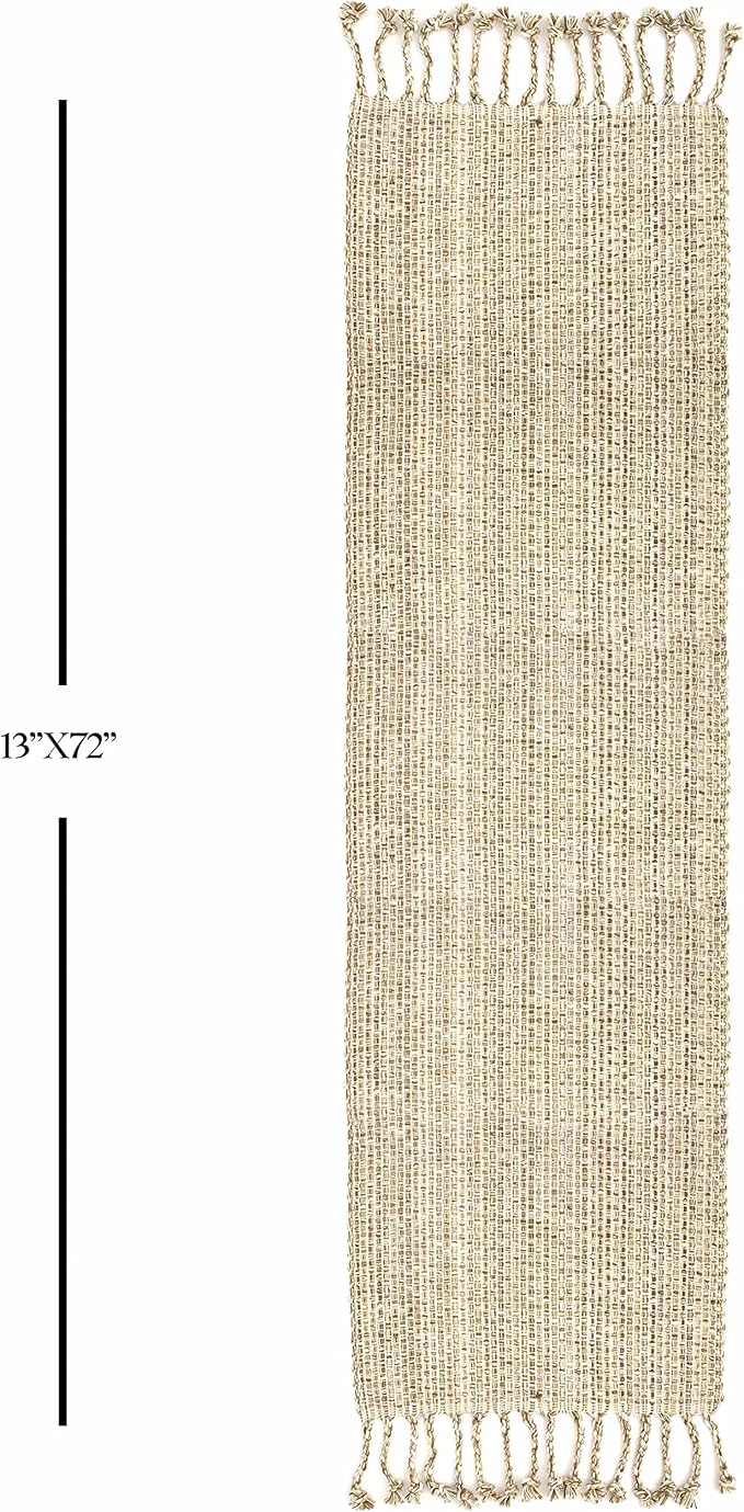 100% Cotton Table Runner for Dining Room Tables Rectangle Two Tone Woven Fabric 72" x 13" Soft Durable Table Runner, Eggshell(Pack of 1)