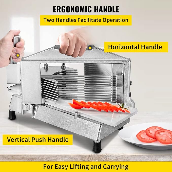 VEVOR Commercial Tomato Slicer, 1/4 inch Tomato Cutter Slicer, Stainless Steel Heavy Duty Cutter Machine, Manual with Non-slip Feet, for Cutting Tomatoes, Cucumbers, Bananas