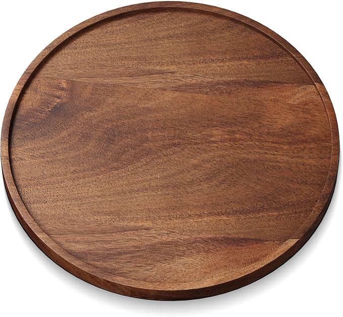 VERTORGAN Acacia Wood Serving Tray,11.8 Inch Decorative Trays Platter for Coffee Table,Living Room,Bar,Party,Mini Charcuterie Boards Cheese Board,Home Decor