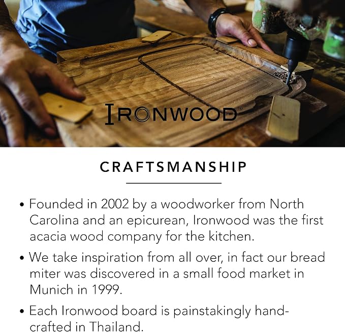 Ironwood Gourmet Acacia Wood Cutting Board With Juice Channel, Big Catch Board, 10" x 15"