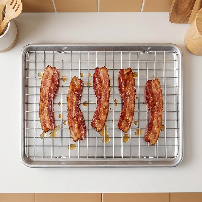 5-pcs stainless steel cooling rack, 10 "x 16" wire cooling rack, suitable for baking trays, baking, grilling, baking and drying - oven safety and dishwasher safety