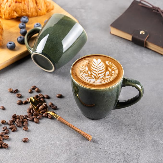 GBHOME Ceramic Coffee Mugs Set of 6, 12oz Stoneware Coffee Mugs Set For Dad Mom Women MEN, Light Weight Coffee Cups for Latte/Tea/Beer/Hot Cocoa, Dishwasher & Microwave Safe